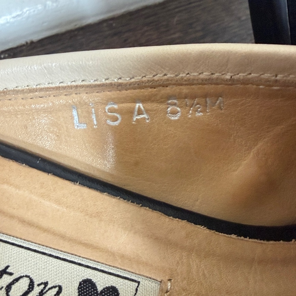 Brighton Black and Cream Leather Slip-On Mules with Decorative Band 8.5 - Picture 3 of 12